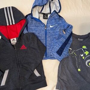 Like New!  Athletic zip up hoodies! Nike & Adidas. Under Armour T-shirt